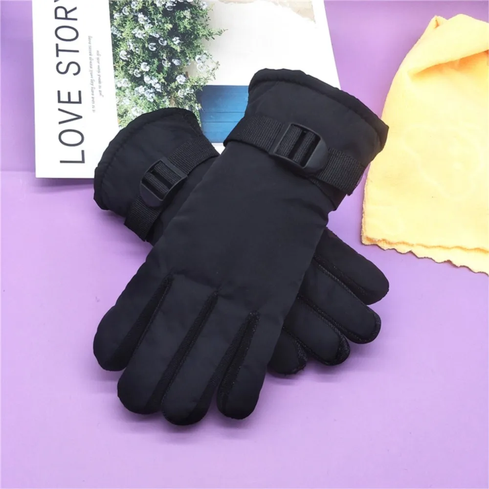 Gants de cyclisme épais pour enfants, accessoires de ski, chauds, moyens, mignons, propres, noirs, roses, hiver