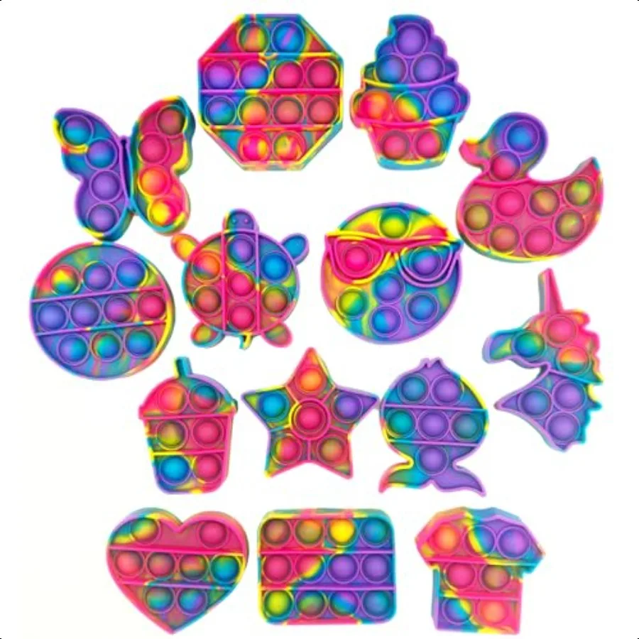 

14 упаковок сенсорных игрушек Pop Fidget, сувениры для вечеринок для 48 812 лет, мини-игрушка-непоседа для мальчиков и девочек, объемные пузыри, поппер для подарков на Хэллоуин