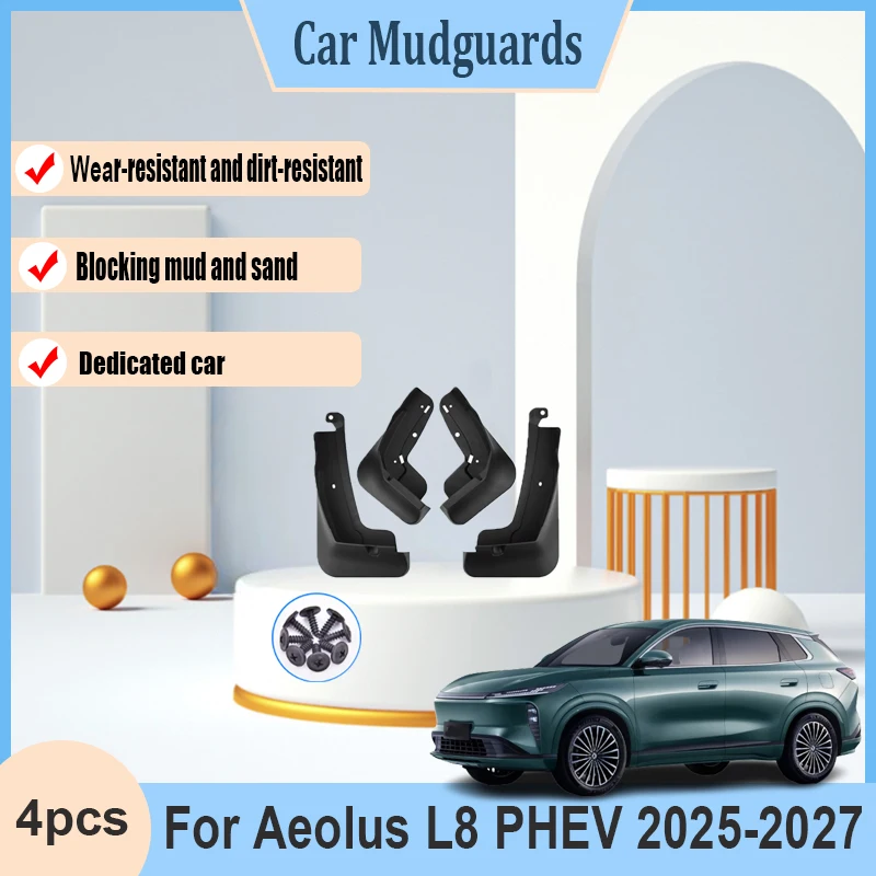 

Muds Flap For Aeolus L8 Haoji Dongfeng Huge PHEV 2025 2026 2027 4 PCS Splash-proof Guards Flap Mudguards Fender Anti-mud Part