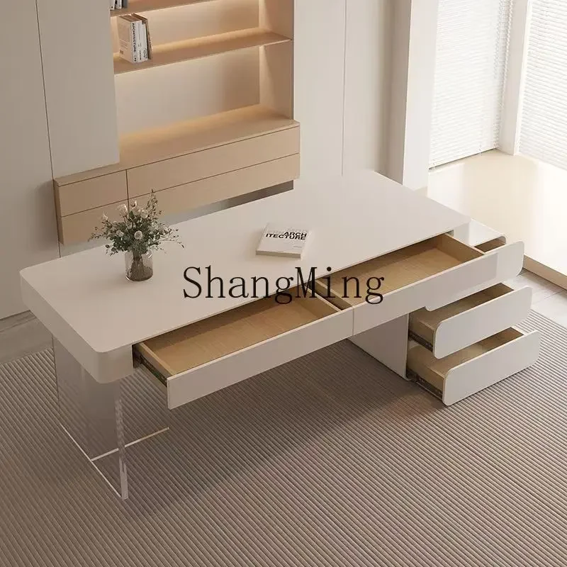 

FG cream wind pure white minimalist home writing desk with drawers computer desk
