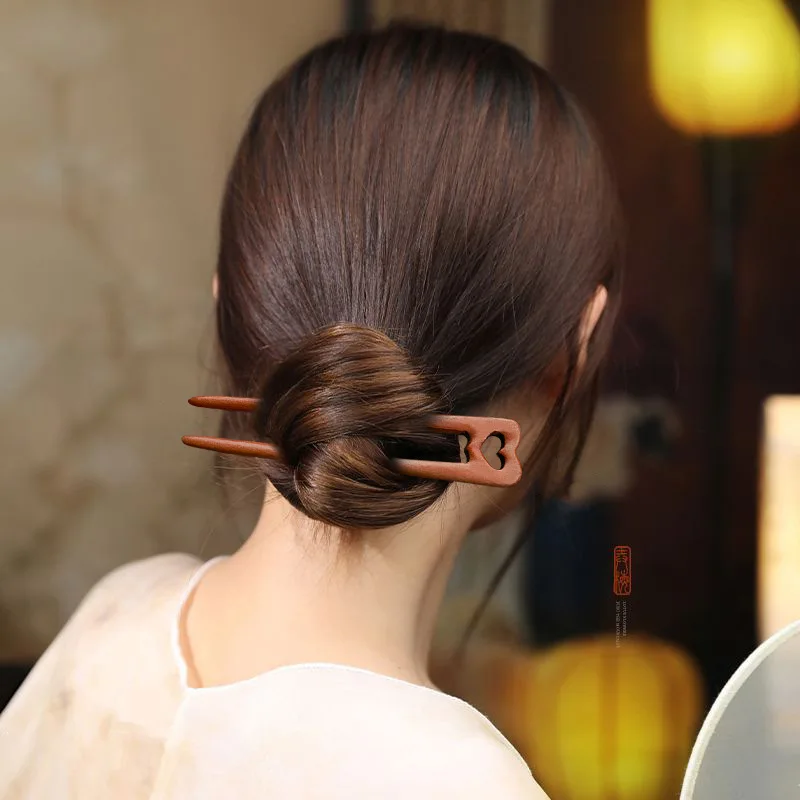 Chinese Wooden Hair Sticks Forks U Shaped Hairpins Clips Flower Headpiece for Women Girls Hair Bun Maker Retro Fashion Hairclips