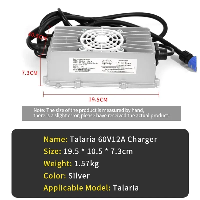 For Stock Talaria 60V12A  Charger Off-Road Motorcycle Accessories Talaria Parts