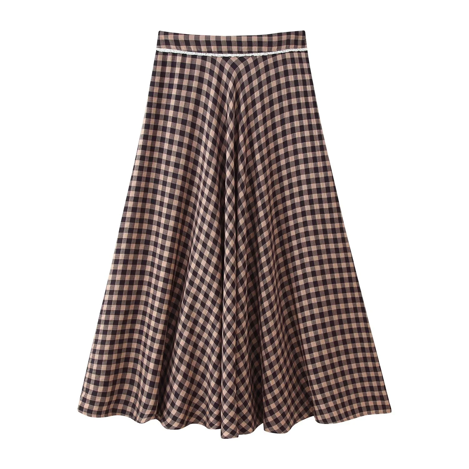 

Новая женская юбка-миди в клетку на весну-осень, с высокой талией, А-силуэта, расклешенная, универсальная, элегантная.