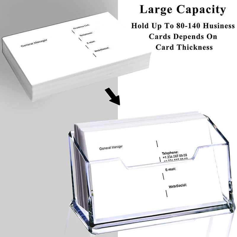 1-5Pcs Clear Acrylic Business Card Holder Name Card Organizer for Desk Fits 50 Business Cards Single Layer Transparent Stand Box
