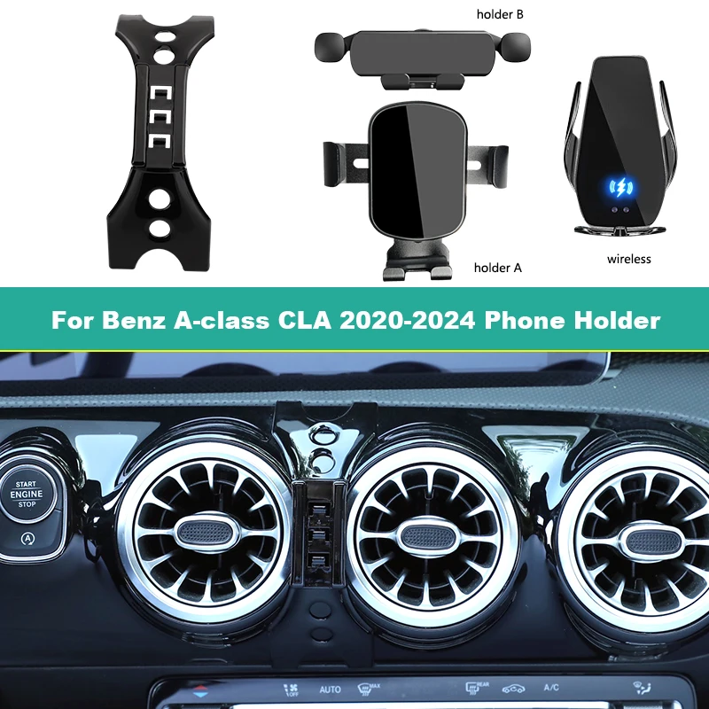 

Car Mobile Phone Holder For Mercedes-Benz A-Class A200 A180 W177 AMG A35 2019-2024 CLA C118 Wireless Charging Phone Holder