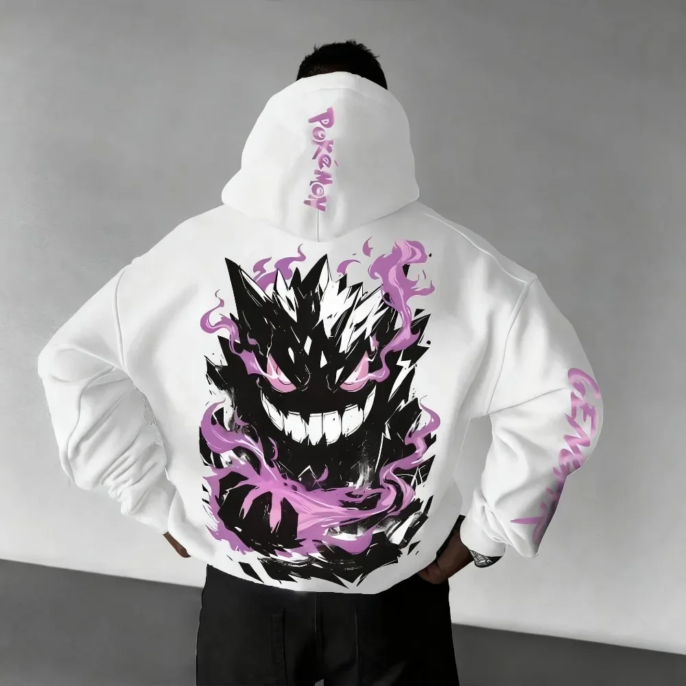 Pokémon anime novo moletom de algodão outono/inverno masculino tendência de rua americana y2k solto casual versátil pai-filho topo