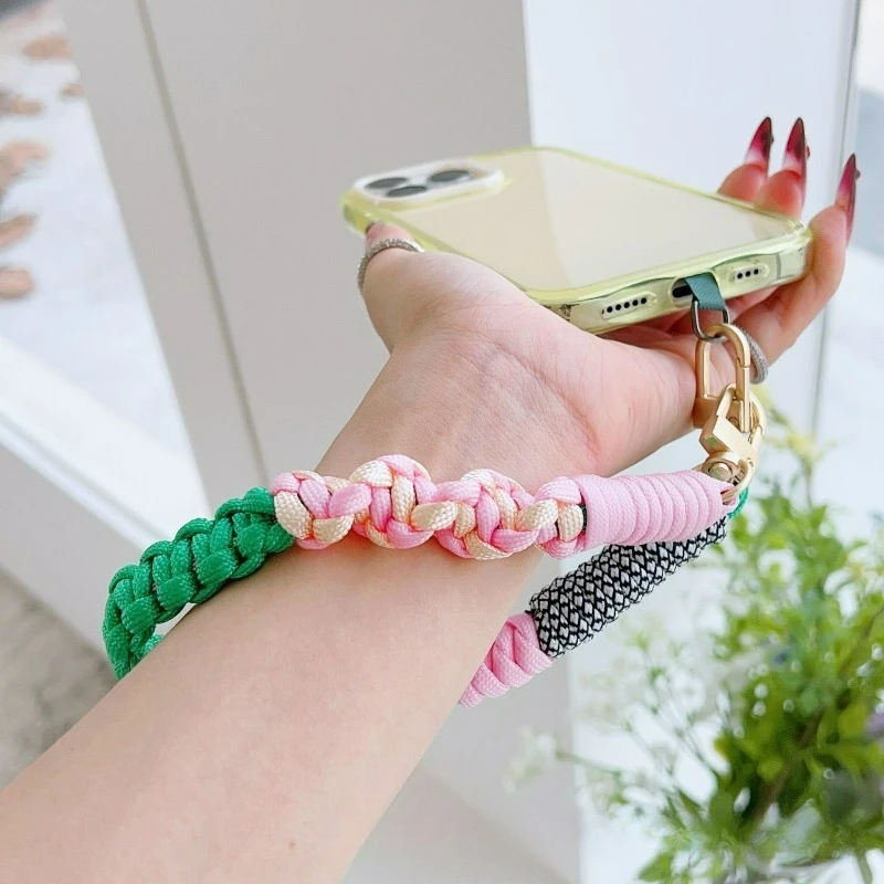 

Short Twisted Mobile Phone Lanyard, Colorful Keychain Fashion Pendant