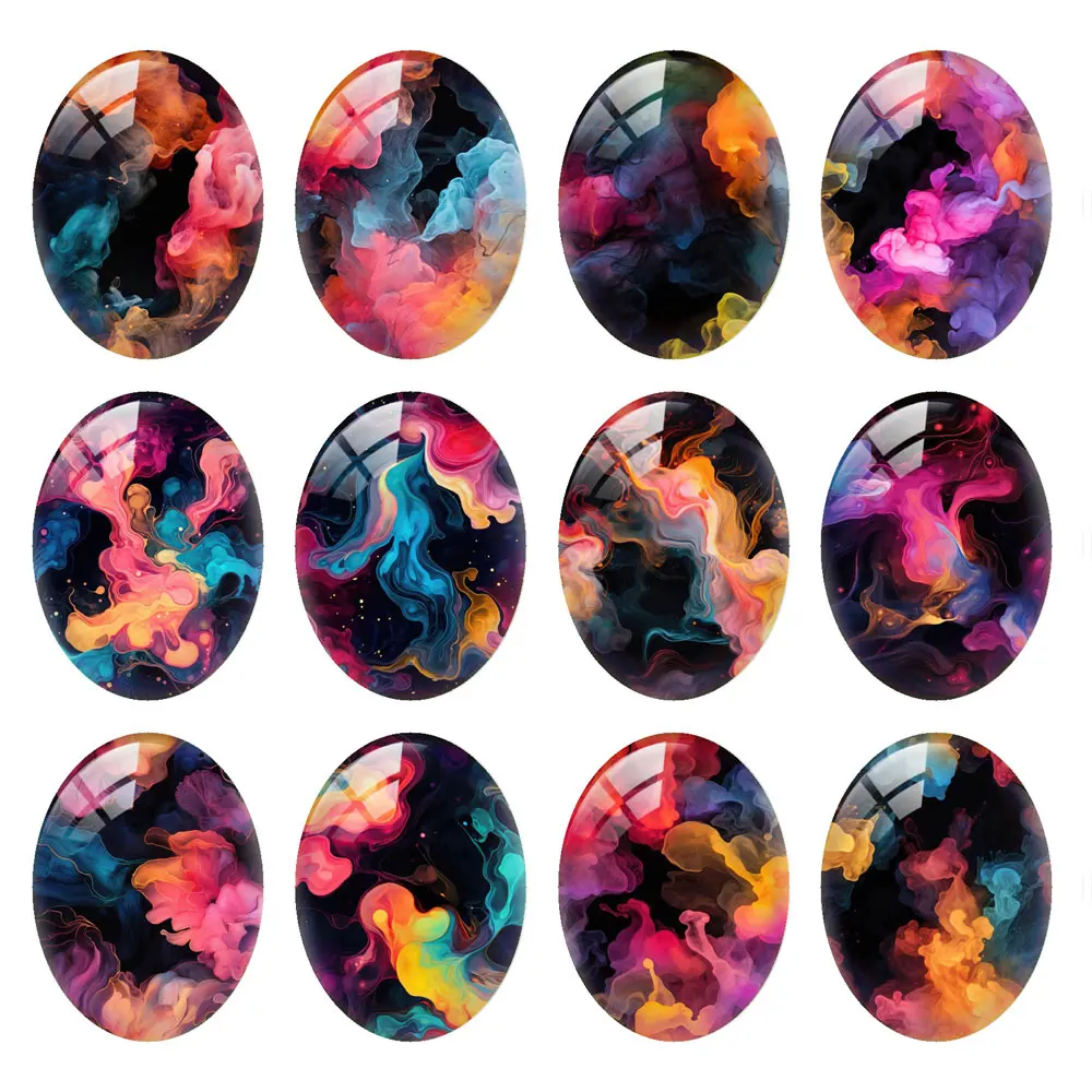 

10pcs/lots Oval Photo Glass Cabochon Colorful Charms Demo Flat Back Cameo For Diy Jewelry Making Findings Accessories