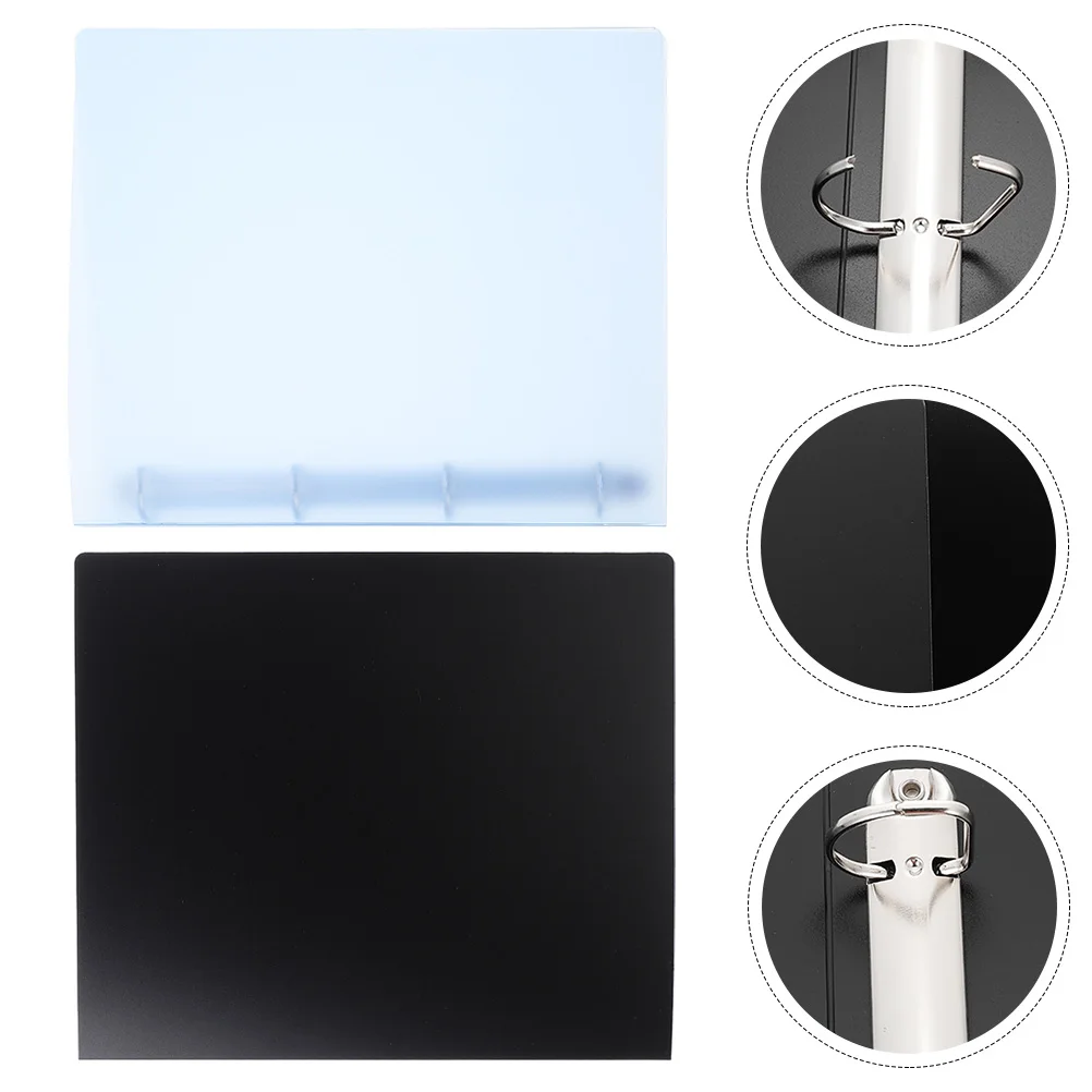 

2Pcs A4 File Folders Plastic Binders Transparent Blue Black Clips Lightweight Proper Size Office School Conference