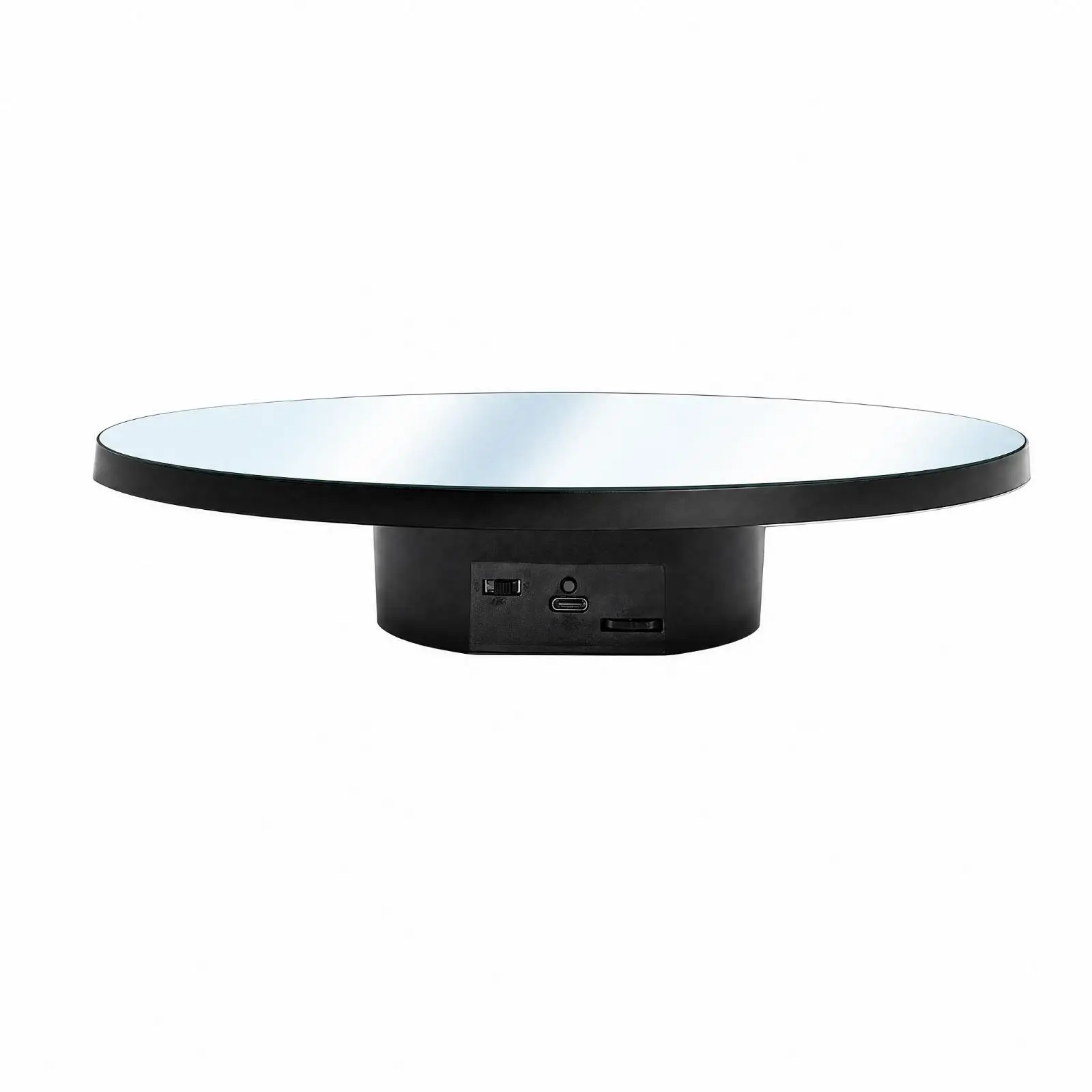 Electric Rotating Display Stand 25cm Turntable Adjustable Speed Mirror Surface for Product Photography and Retail Display