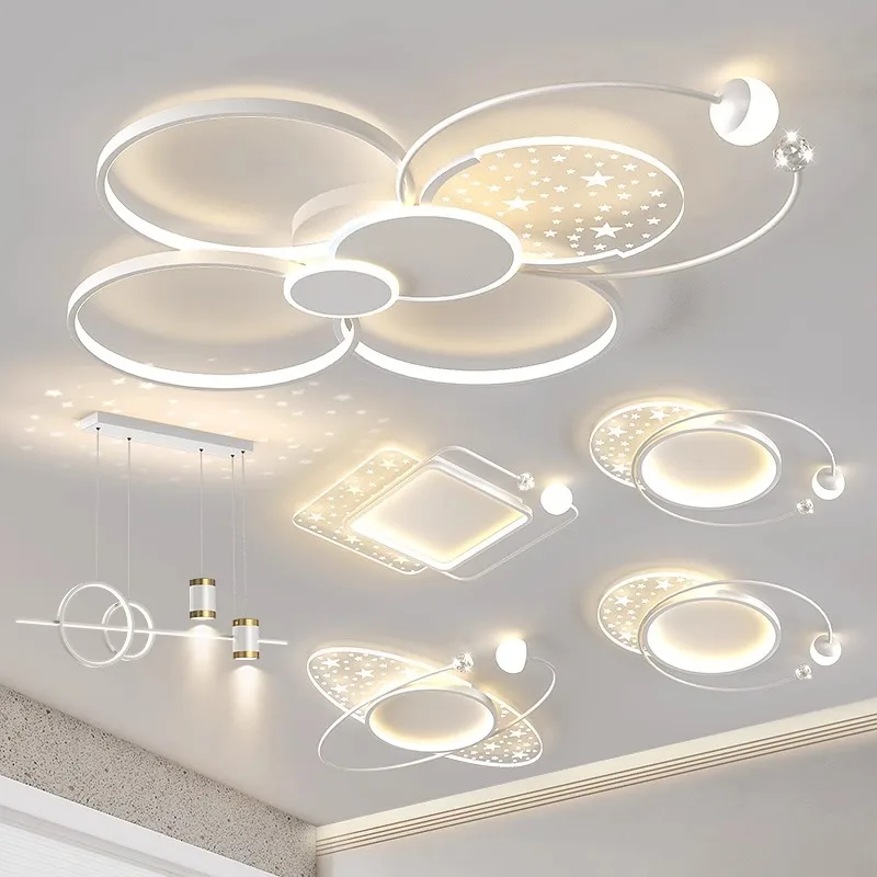 

New Living Room Main Light Modern Simple Atmospheric LED Starry Sky Ceiling Lamp Whole House Combination Bedroom Ceiling Light