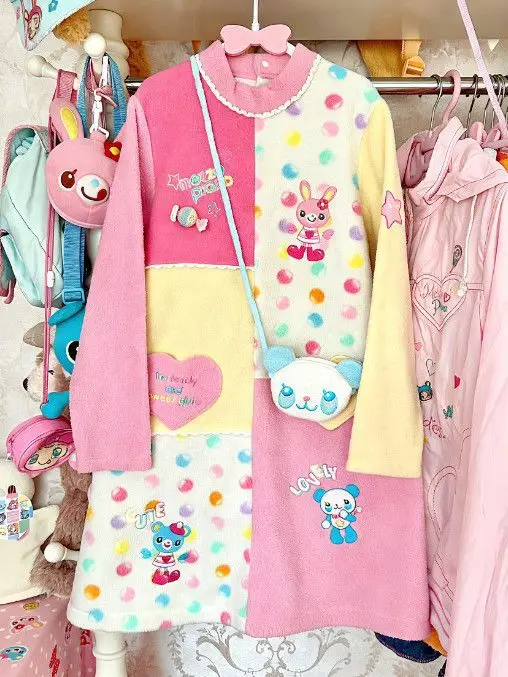 Japanisches Niedliches Cartoon-MP Polka-Dot Candy-Kleid Frühling Neue Vintage Tochterkleidung Jojifuku Lockeres Vestidos De Mujer Y2k Kleid