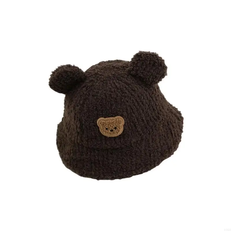 D5QA Mũ xô mềm mại và ấm áp cho trẻ 3-8T Mũ lưỡi trai lót lông cừu thoải mái Mũ đội đầu thoáng khí cho thời tiết lạnh