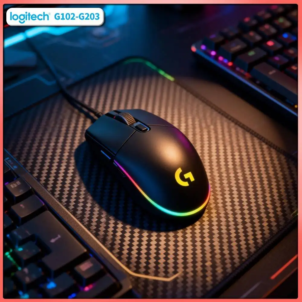 Logitech G203 Wired Mouse for Gaming 200-8000 DPI LIGHTSYNC RGB 6 Buttons 1ms Response 2.1m Cable 85g Sturdy Construction