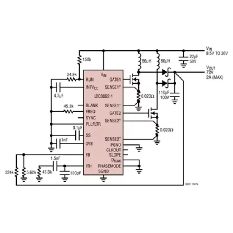 LTC3862 LTC3862EGN-1 LTC3862IGN-1 LTC3862HGN-1 - Multi-Phase Current Mode Step-Up DC/DC Controller