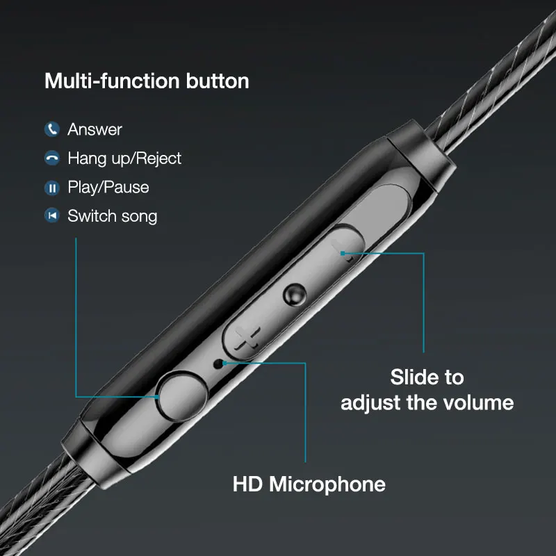 Auricolari Cablati Con Microfono – Cavo 3m, Suono Naturale E Isolamento Acustico - 2