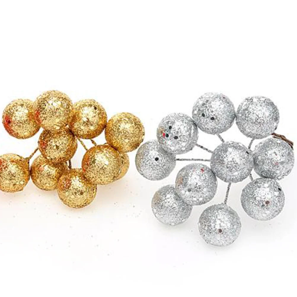 

10Pcs Christmas Berries Artificial Decoration Shiny Realistic Branch Bright Color for Home Kitchen Party Shop Display