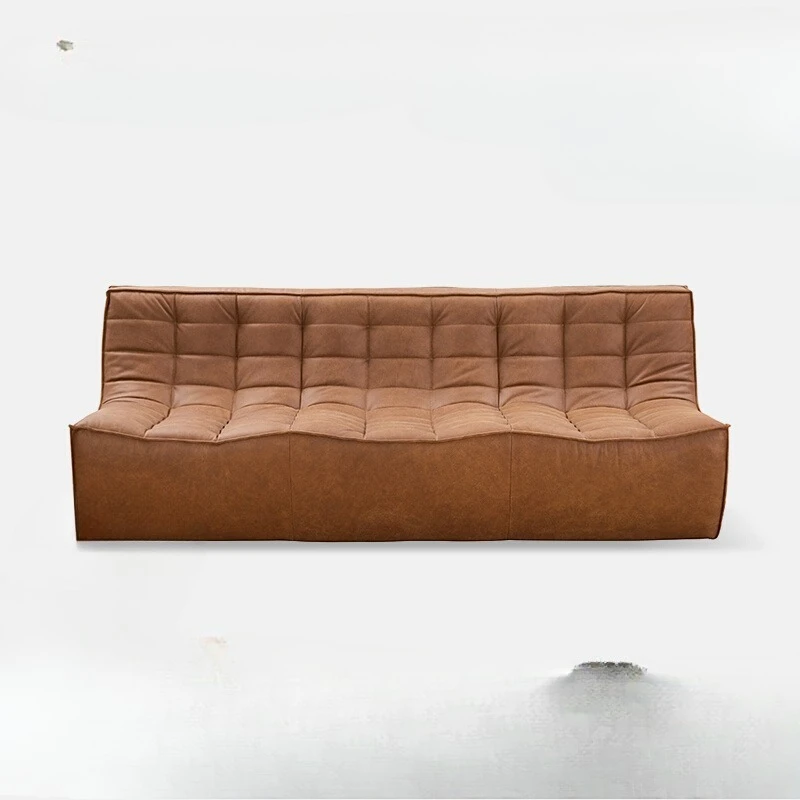 

Modern living room floor-to-ceiling straight row Italian leather sofa without armrests
