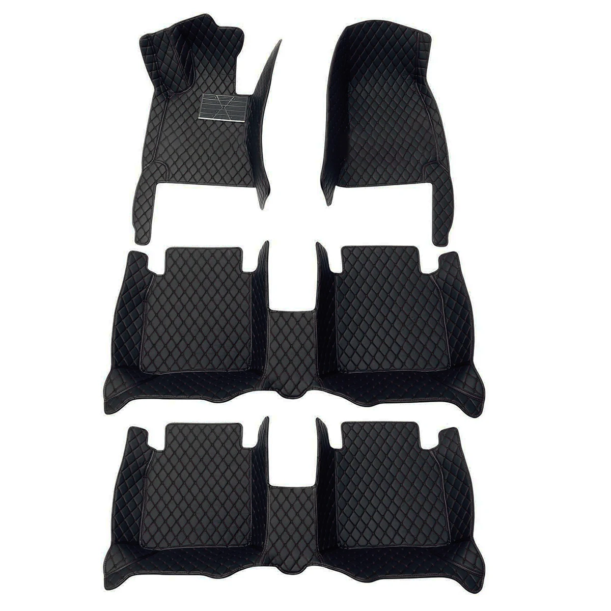 

Car Floor Mats Carpet For Honda For Pilot 2009-2015 YF3/4 PU Leather Non-Slip Floor Liner Full Set Three rows black