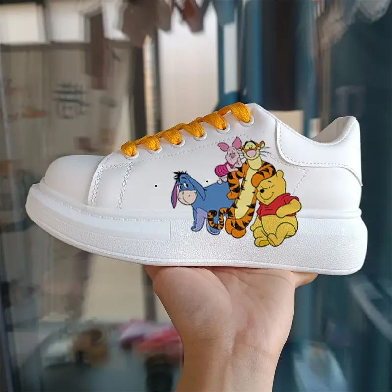 Anime Winnie Sneakers Disney Cartoon Piglet Tennis Shoes Print Couple Casual Shoes Fashion Adult Basket Shoes Size 35-44