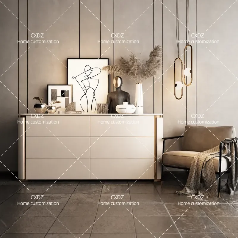 Modern Light Luxury Four Door Storage Cabinet for Hotel Homestay Living Room Hall Model Room Furniture Customization