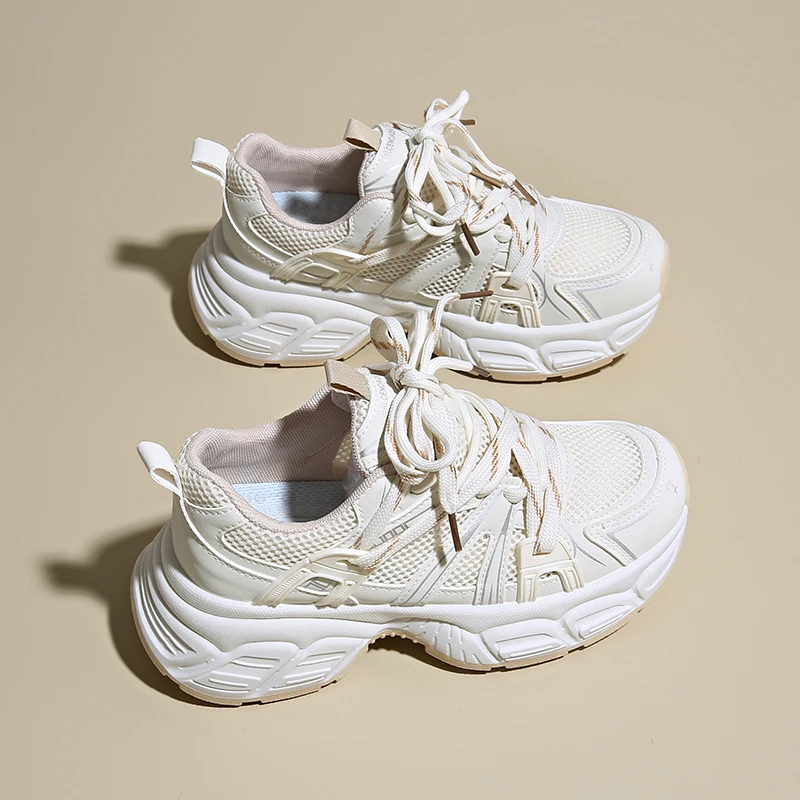 

CRLAYDK Chunky Sneakers for Women Platform Mesh Fashion Casual Dad Shoes Ladies Lace Up Walking Comfortable Sports Tennis