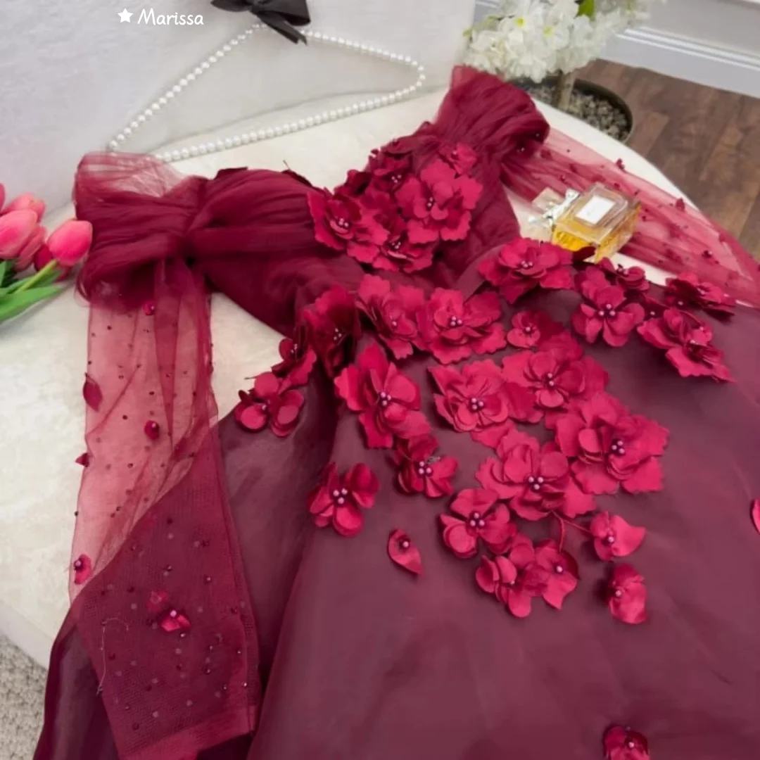Marissa vestidos de noite mulher elegante vestidos para ocasiões especiais linha uma feita sob encomenda 3d flores tule ombros expostos