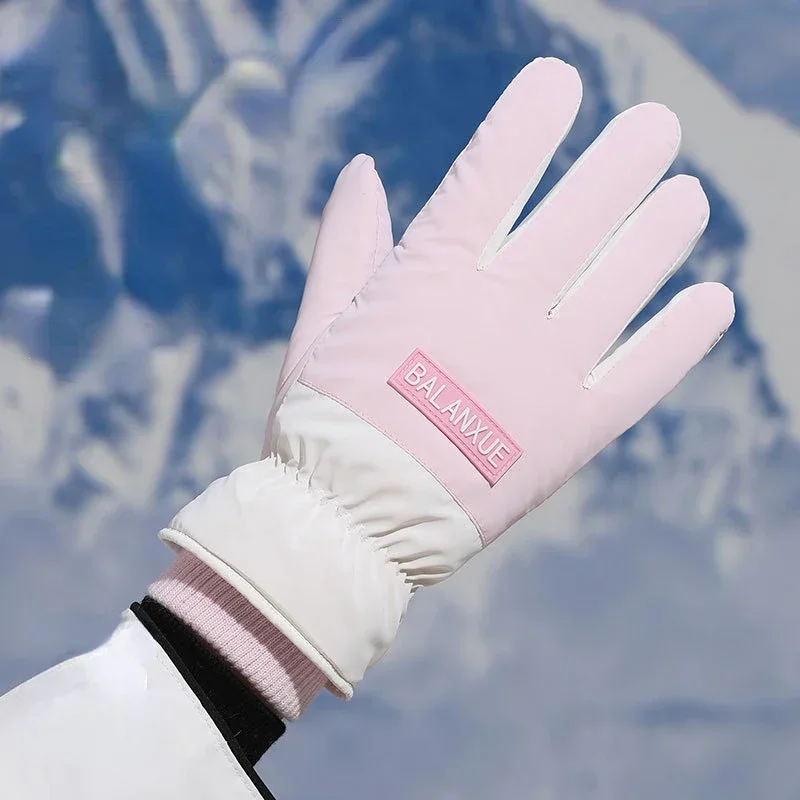 Guantes de esquí impermeables para hombre y mujer, guantes de nieve cálidos para clima frío, pantalla táctil, Snowboard, Invierno