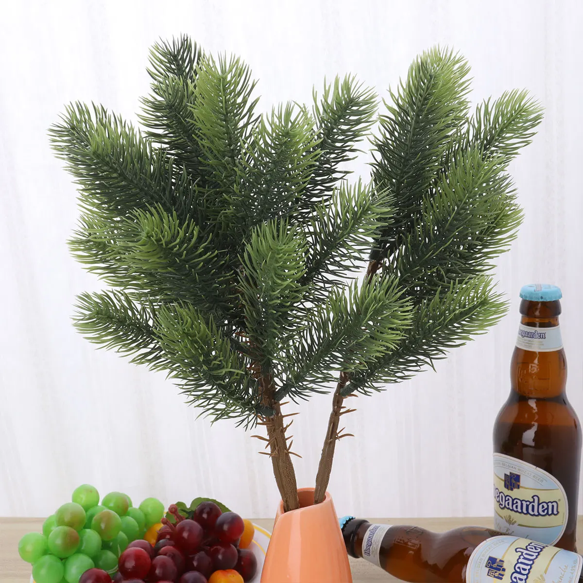 

3pcs Artificial Green Pine Needles Leaves Decorations Garlands Xmas Wreath Accessories Faux Branches Vase Home Living Room