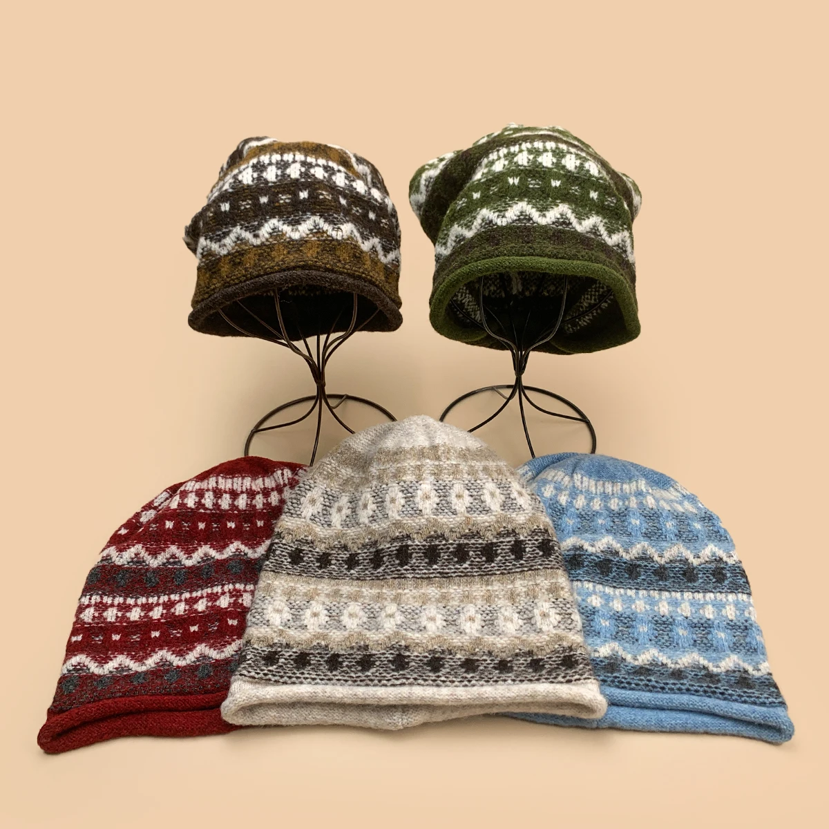Personal Fair Isle Style Retro Striped Knitted Hats New Men Women Warm Casual Fashion Loose Outdoor Versatile Niche Ins Beanies