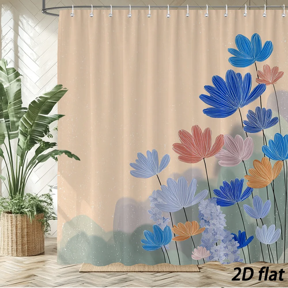 Abstract Hand Drawn Colorful Wildflower Print Bath curtain Soft t Lightweight Warm Sofa Bed Cover Beige