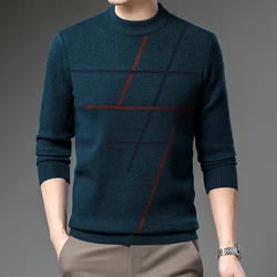 Men's Clothing Solid Color Sweater Knitted Long Sleeve Pullover Fashionable Round Neck Screw Thread Spring Autumn Vintage Tops