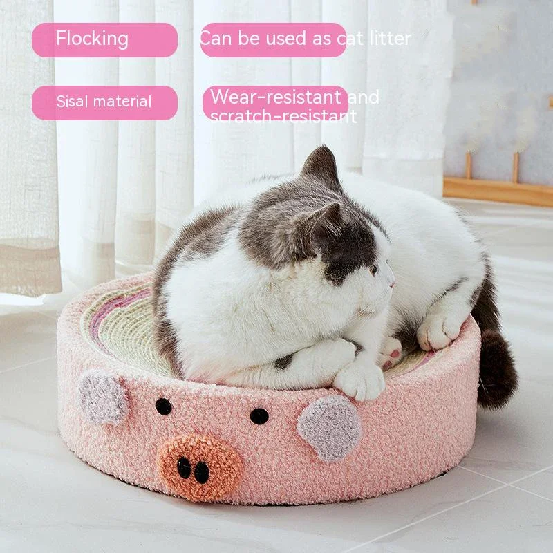 Cartoon Pattern Round Sisal Material, Pet Claw Basin, Nest, Claw Board One, Four Seasons General Claw Toy