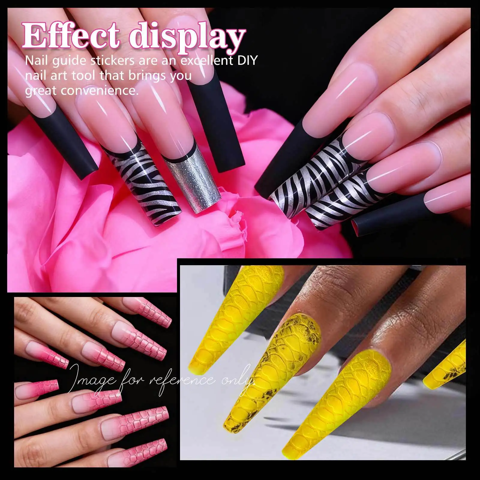 24-teiliges Set für französische Maniküre-Nagelformen mit zwei Aufklebern, Silikonformen für schnelles Design, wiederverwendbare Rosenschablonen mit Reliefmuster