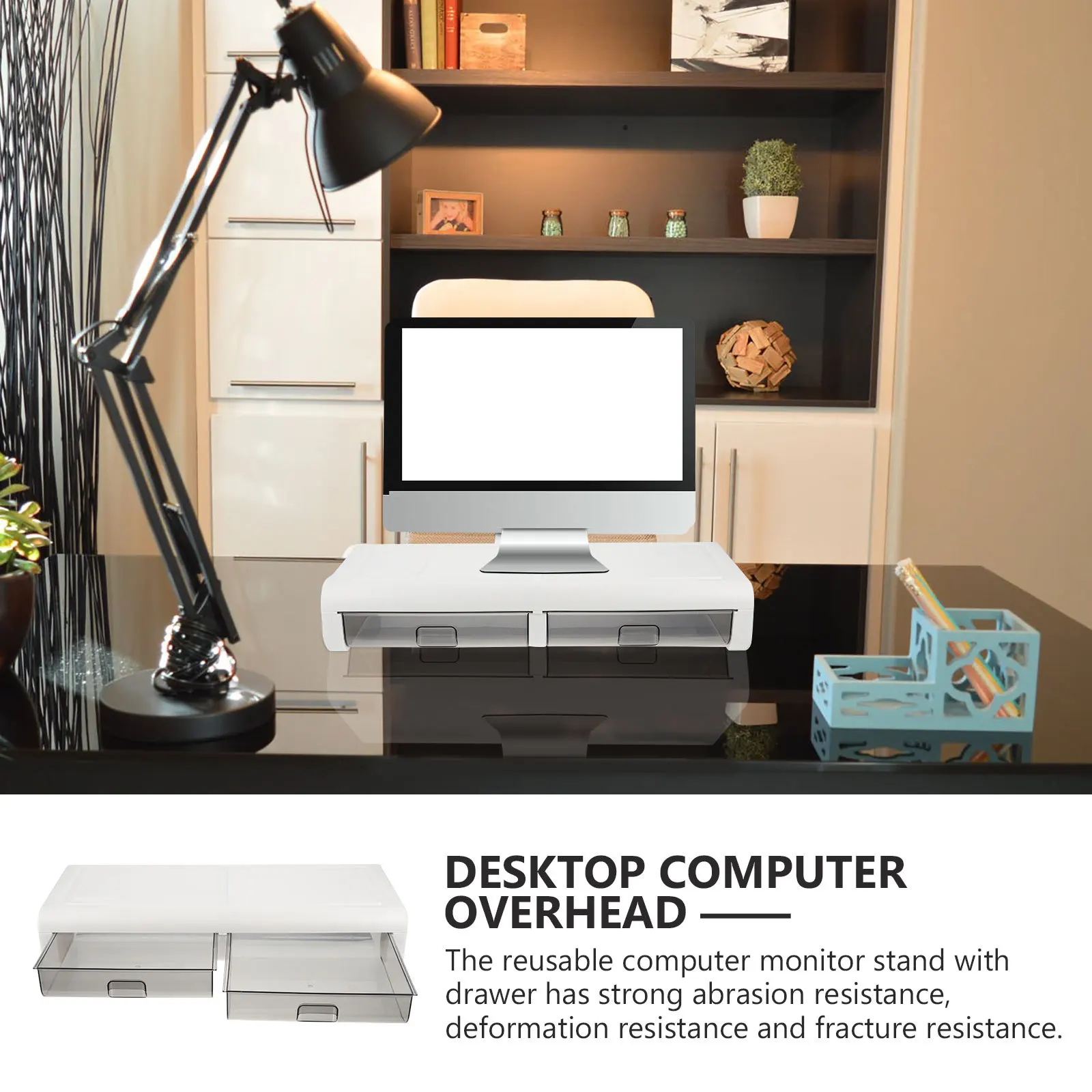 

Подставка для монитора компьютера с выдвижным ящиком, пластиковая подставка для ноутбука, настольного компьютера, офиса, дома, рабочего пространства, эргономичный держатель для монитора