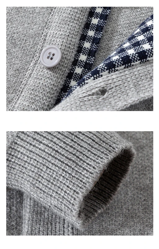 Luxuriöser Retro-Design Strick-Cardigan für Herren Neuer Hochwertiger Beliebter Karierter Patchwork-Pullover Jugendlicher Lässiger Dicker Warmer Mantel – Detail 31