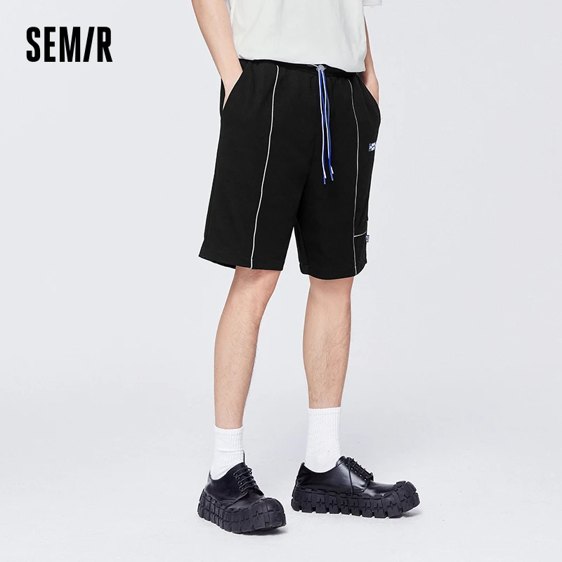 Semir Semir Casual Pants Men Sports Jogging Men 2023 Summer New Color Contrast Design Loose Knitted 1/2 length