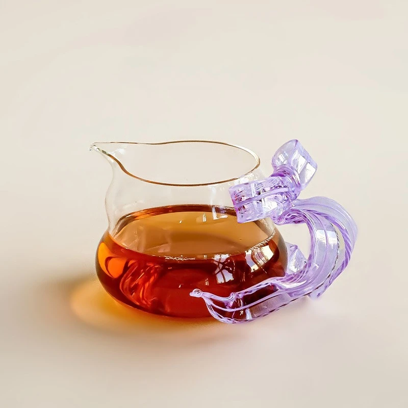 Ice Silk Bowknot Teacup High Appearance Level High Borosilicate Glass Fair Cup Creative High-end Tea Moisture Teaware Tea Sea