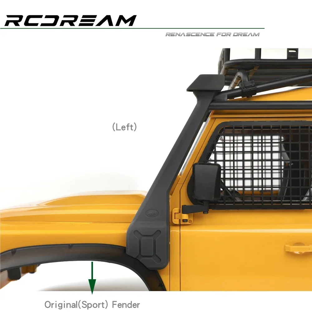 RCDream 1/10 Snorkel #A Mounted on Body with NAS Cage & Original Fender for Wild-Defender RD110 RD90 RD130  #D1A1-AR D1A1-AL