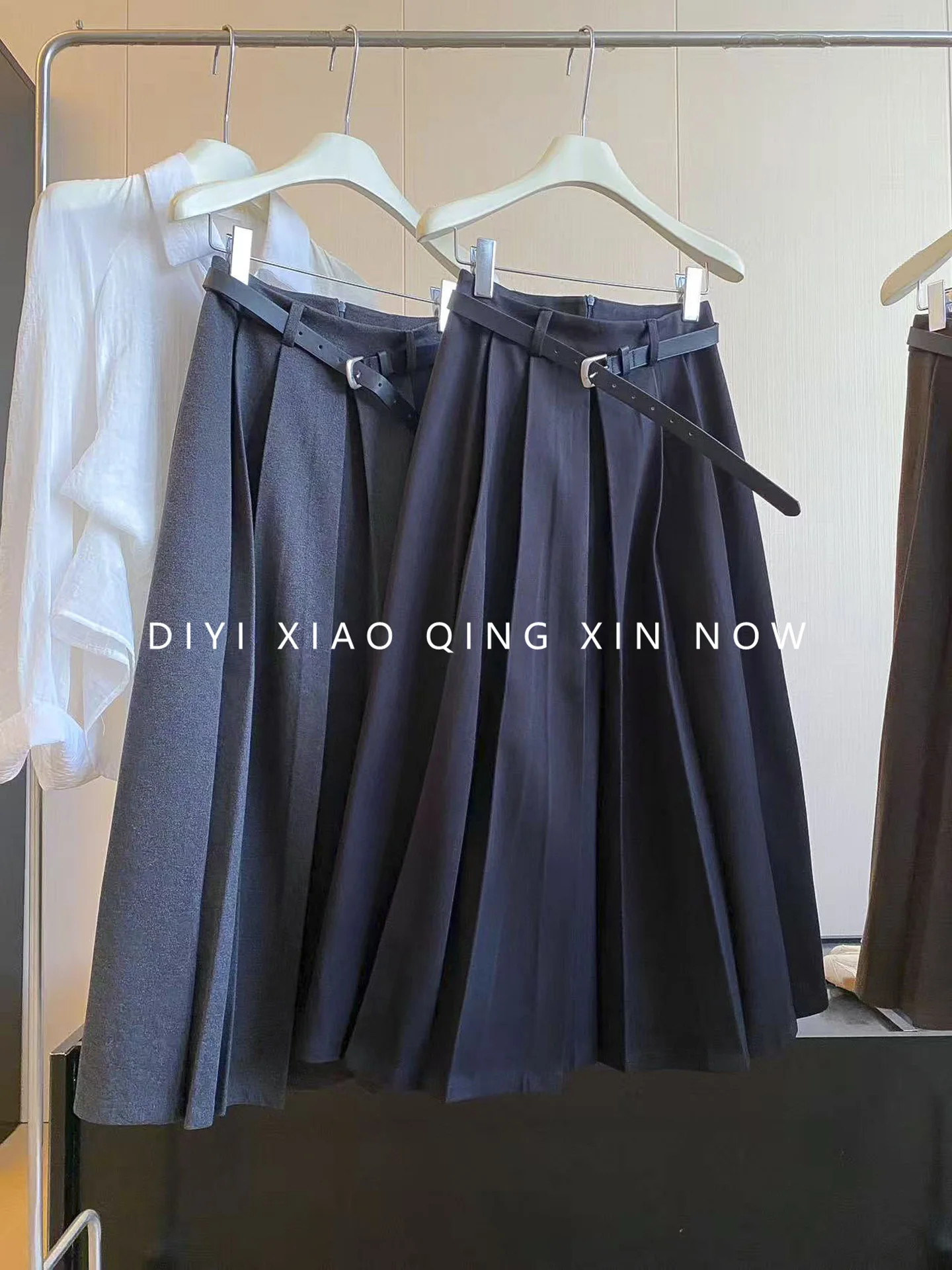 DIYI Grey Woolen Half-length Skirt Women's Autumn Winter Small Size Pear Shape Spring Summer Large Flounce Umbrella Skirt Lon...