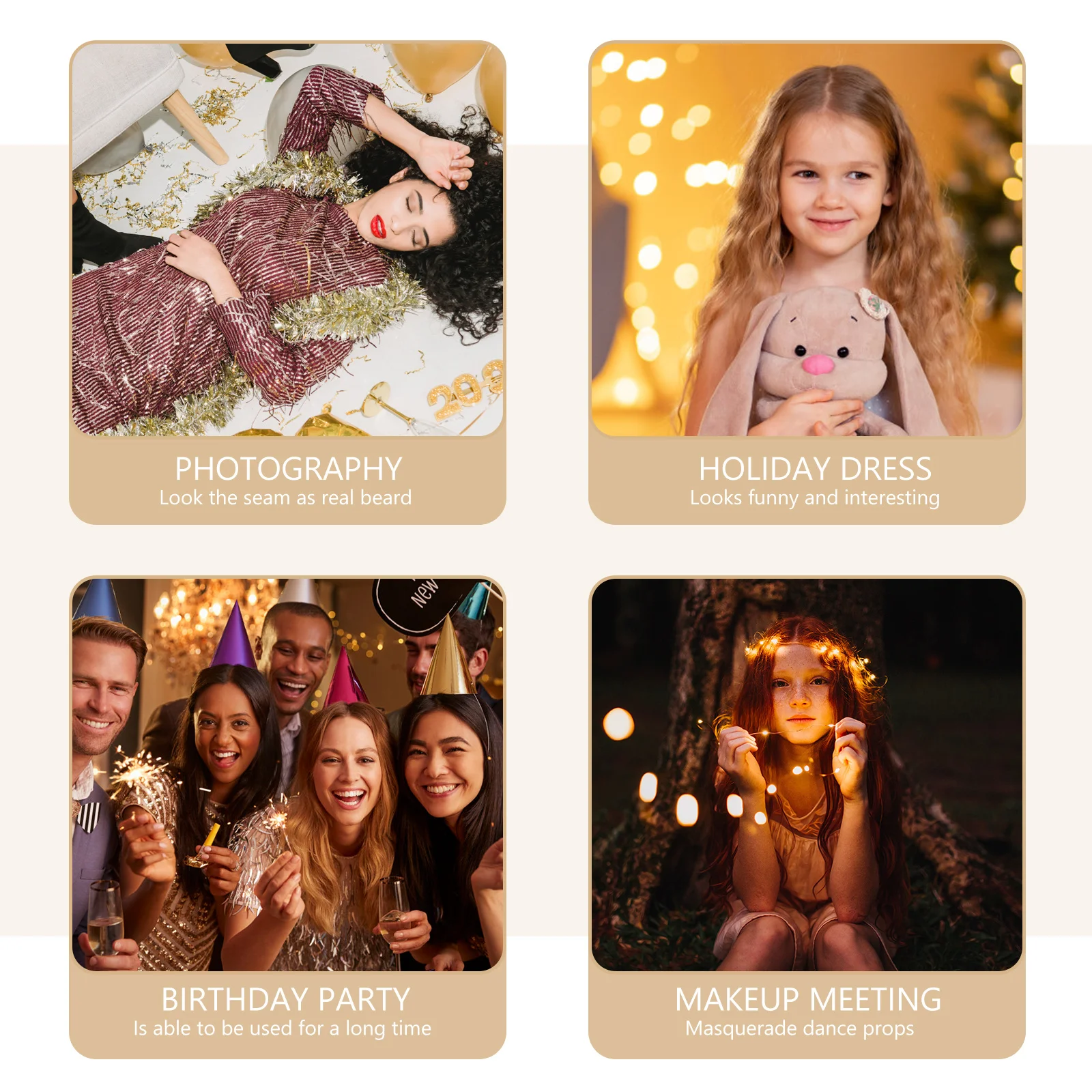 30 قطعة دعائم اللحية المزيفة اللحى الاصطناعية لحفلات الهالوين التأثيرية إكسسوارات أزياء مزخرفة ذاتية اللصق مقلدة