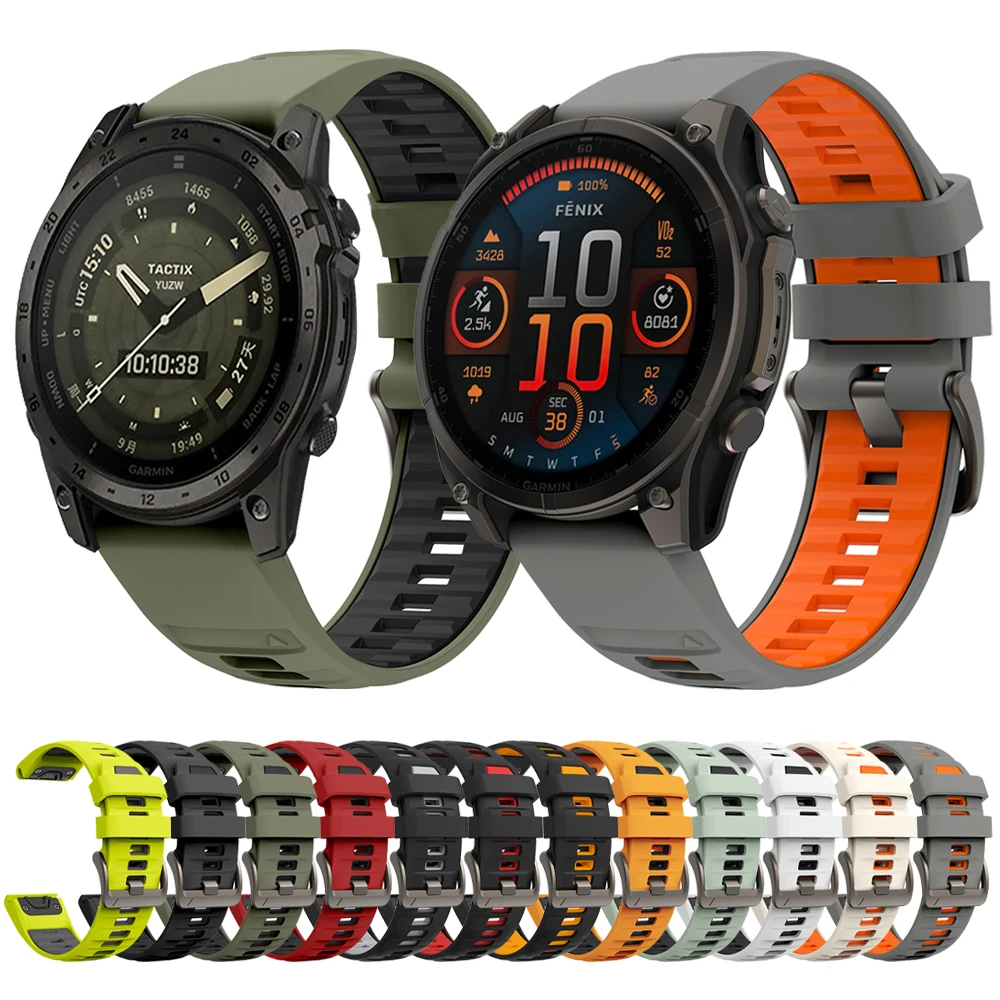 QuickFit Uhrenarmband für Garmin Fenix E 8 7 7X Pro 26 mm 22 mm Silikon Sport wasserdichtes Armband für Tactix 7 Pro Bravo/Quatix 7X 6 5