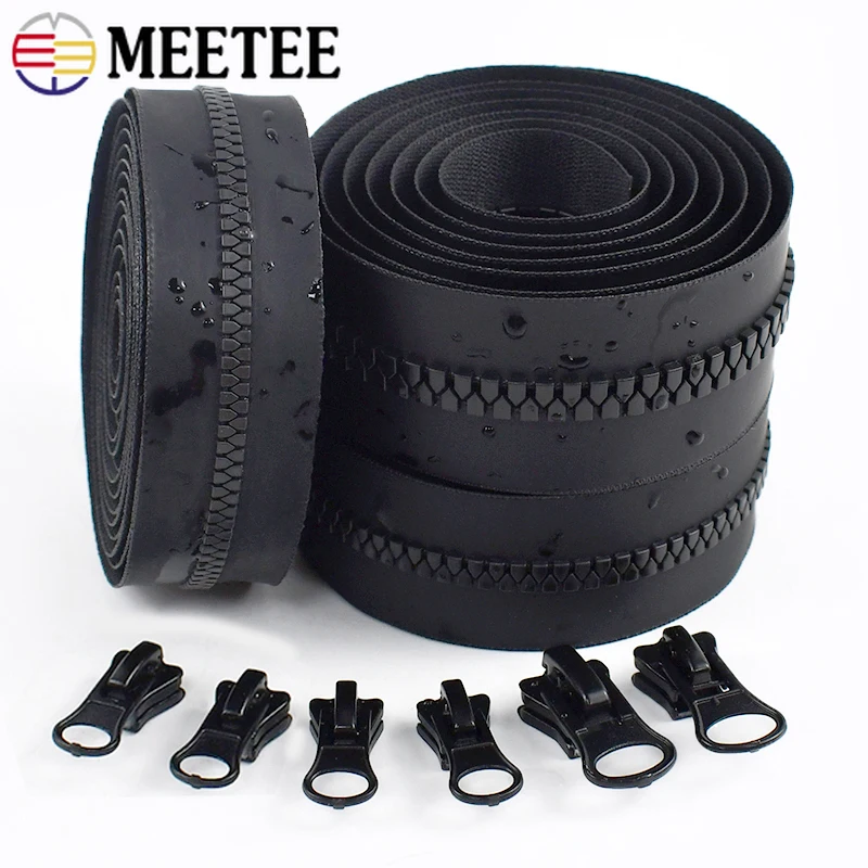 

1-10M 5#8# Waterproof Resin Zippers with Zipper Sliders Clothes Tent Replace Zips Bag Closure Zip Repair Kits Sewing Accessories