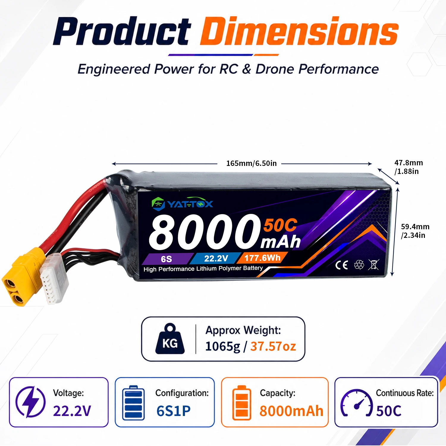แบตเตอรี่ Yattox 6S 8000mAh 50 - Rc Helicopter Large บทวิจารณ์และราคา