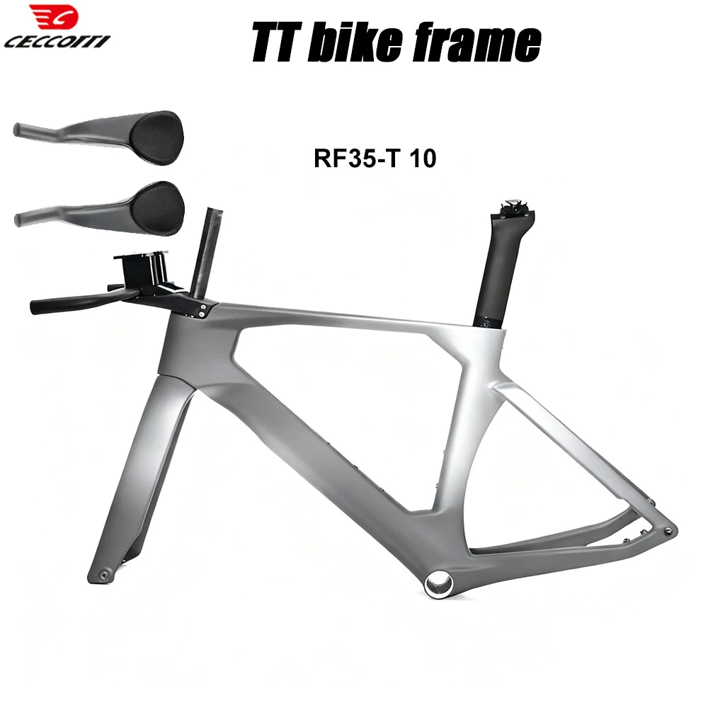 

CECCOTTI triathlon Disc Brake Bike Frame Full carbon Time Trial Racing Bike Frameset with rest Handlebar Bicycle Frame