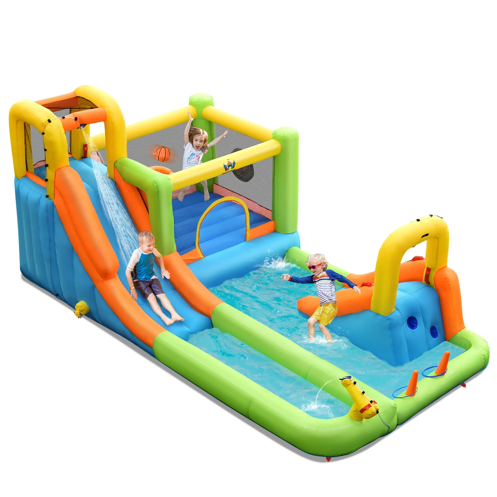 

Inflatable Water Slide Park Bounce House Climbing Wall Without Blower