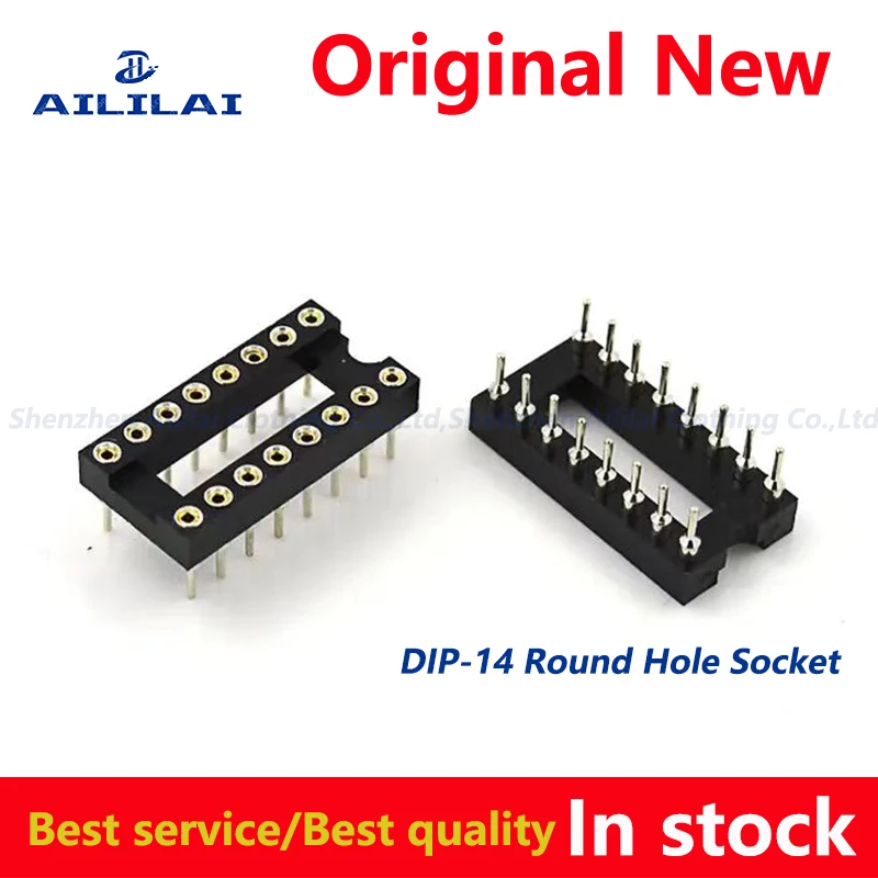 New 10pcs/lot  DIP-14 Round Hole 14 Pins 2.54MM DIP DIP14 IC Sockets Adaptor Solder Type 14PIN IC Connector