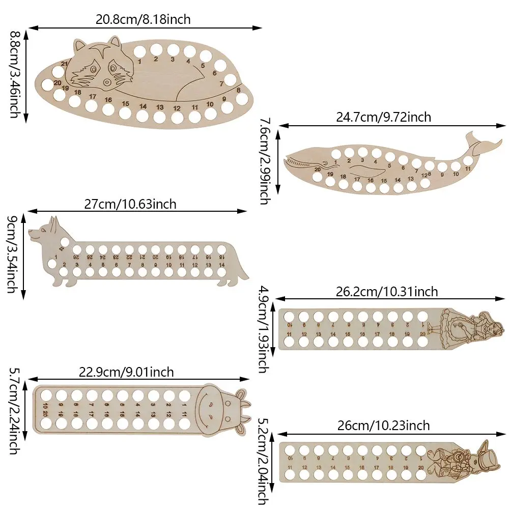 Cartoon Animal Shape Floss Card Wooden Embroidery Cross Stitch 20/21/27 Positions Thread Holder DIY Sewing Wire Storage Tools
