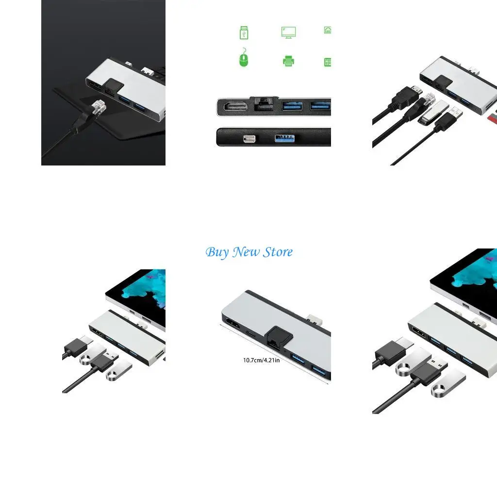 

20ce USB Hub 6-в-1 Док USB с 4K Дисплей карт USB Port RJ45 Ethernet Port для ноутбука для ноутбука
