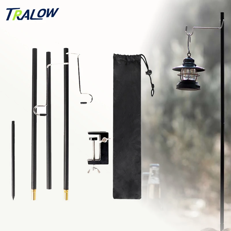 

Camping Folding Lamp Post - Lightweight Aluminum Hanging Stand Portable For Picnics Hiking Fishing Picnicking Barbecue Outdoor